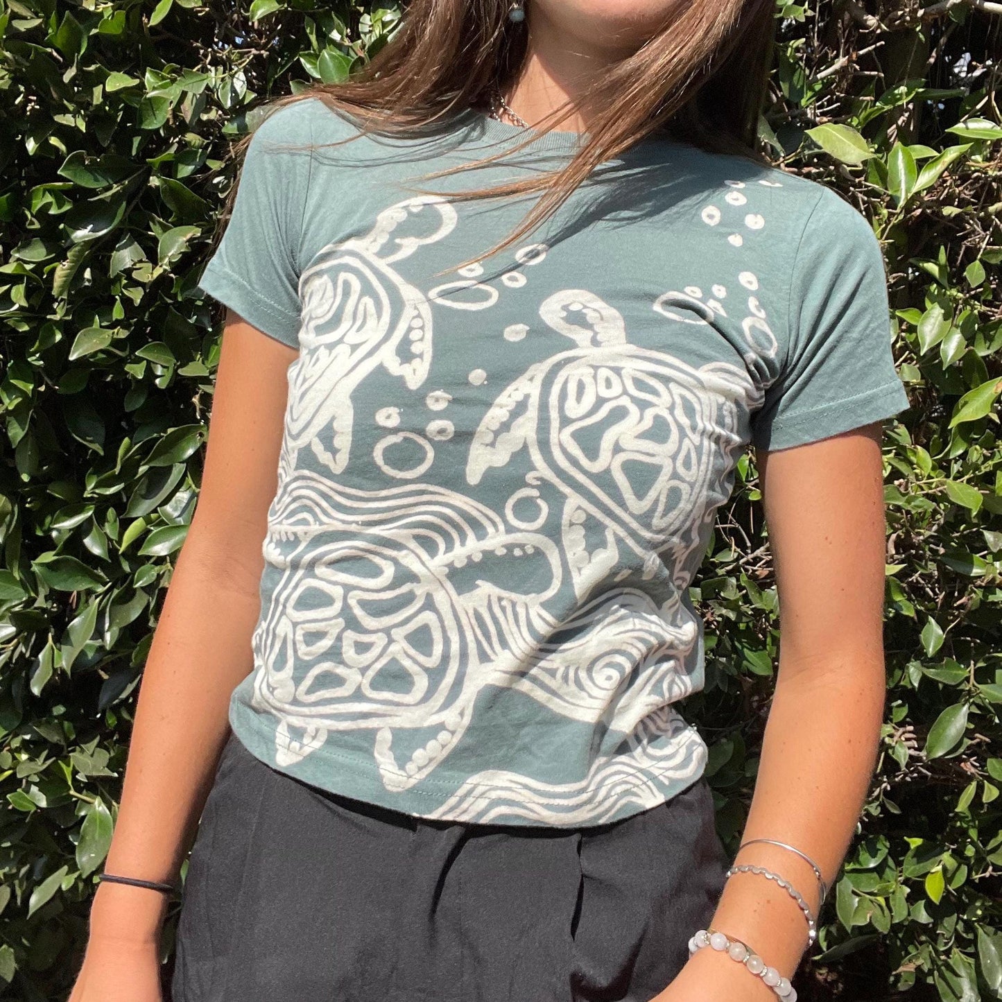 Abstract handpainted turtle baby tee