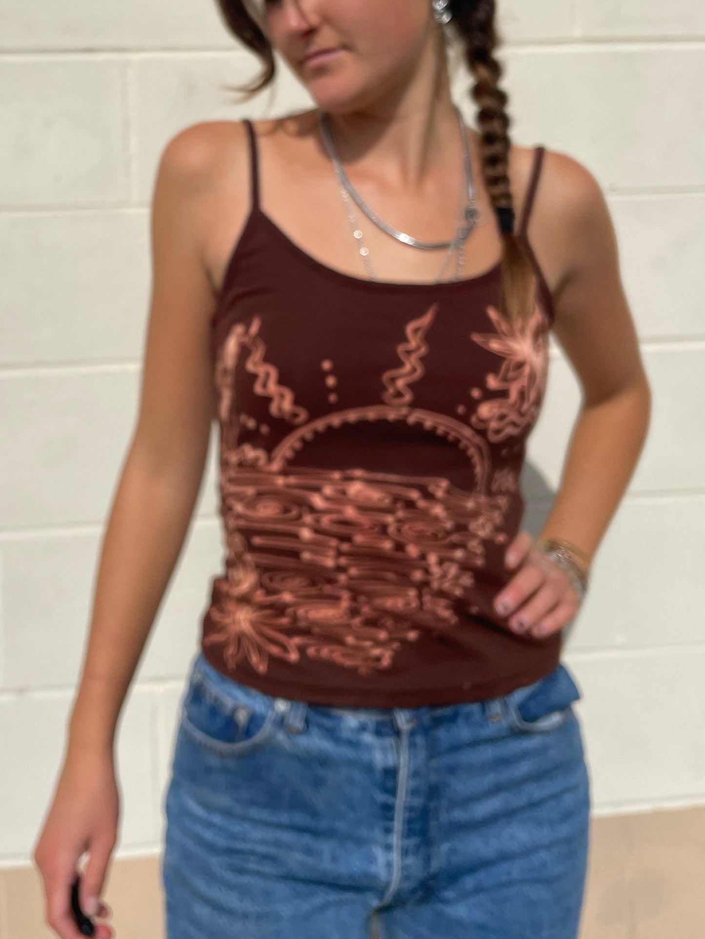 .Sunset and flower tank