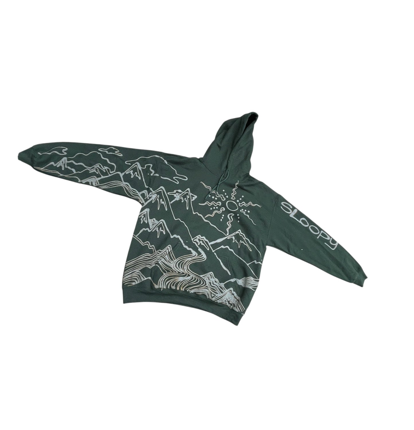 .Funky mountain design handmade graphic oversized hoodie