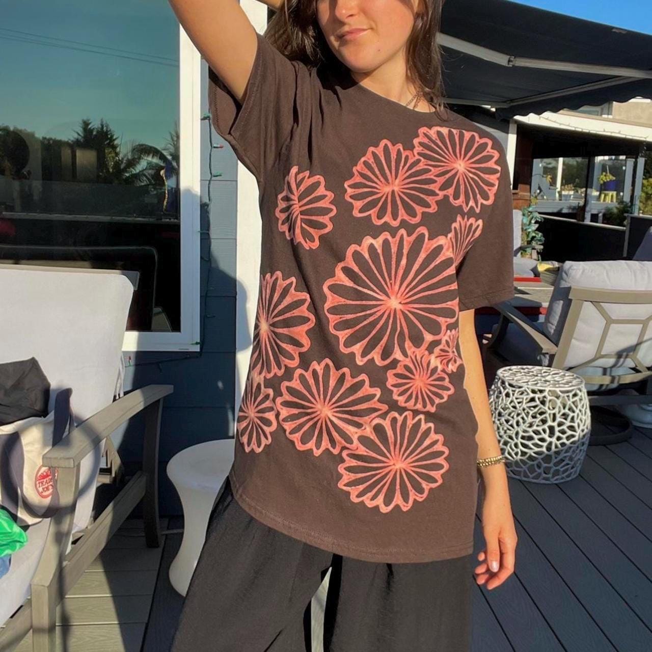 Handpainted floral graphic tee