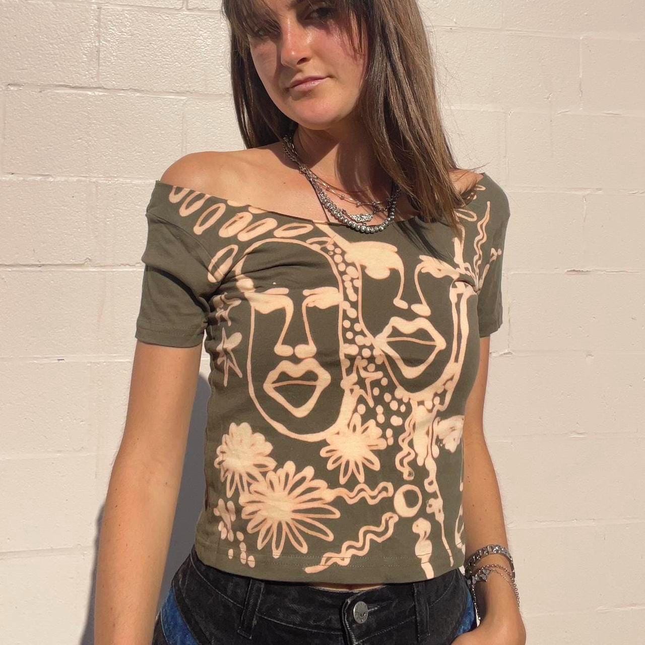 Nature abstract off the shoulder baby tee