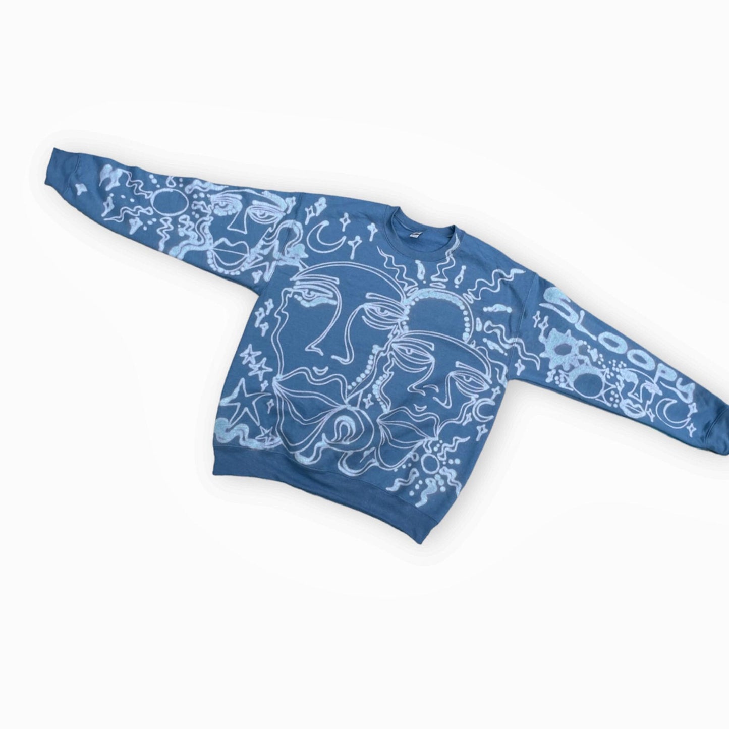 Abstract faces and geometric style spotted and striped groovy hoodie in black and grey
