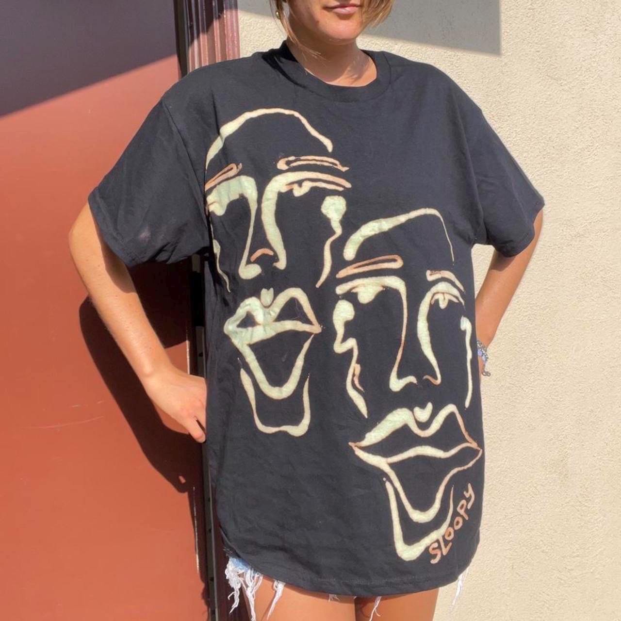 Graffiti faces graphic grunge tee