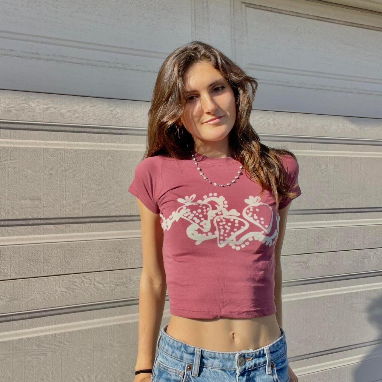 Y2k strawberry baby tee