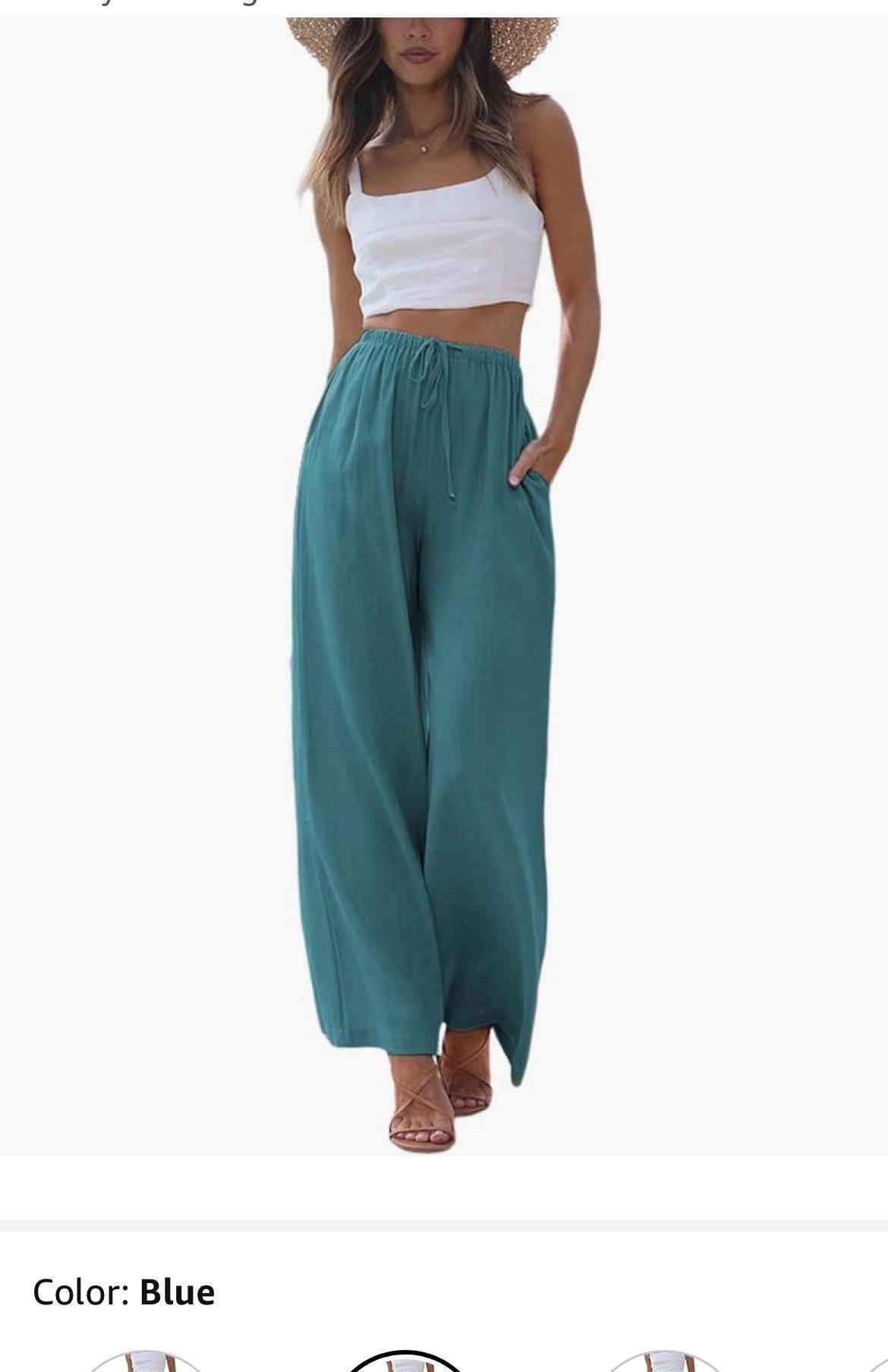 handpainted wide leg linen pants