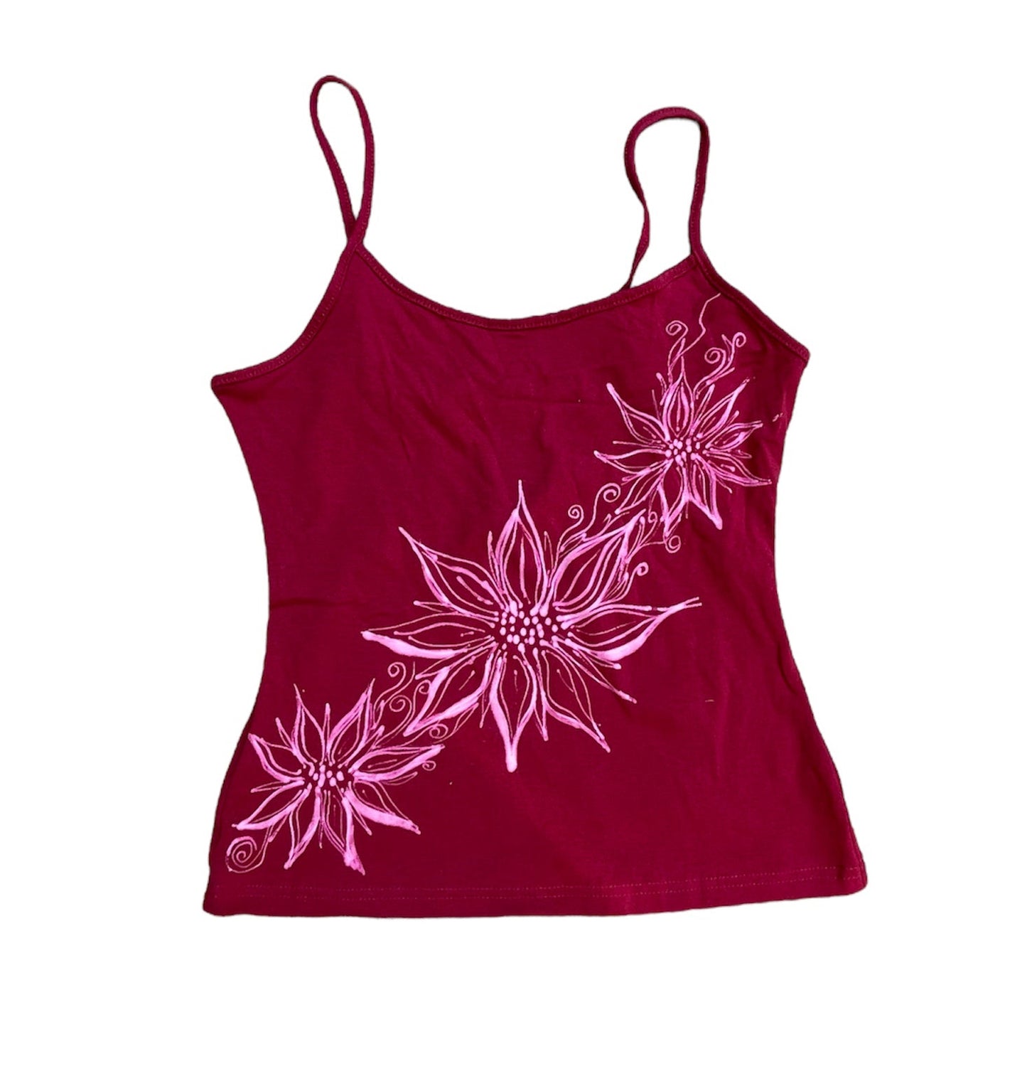 .burgandy spotted flower petal tank