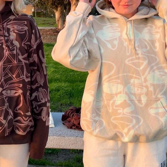 One line faces hoodie