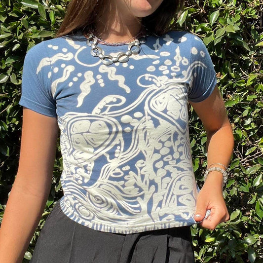 Abstract handpainted turtle baby tee