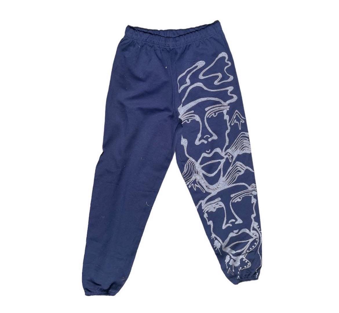 Custom graphic faces and mountains sweatpants and hoodie matching set