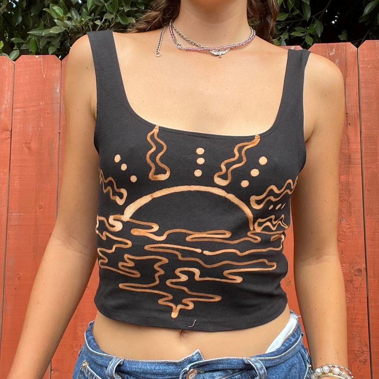 Psychedelic sunset graphic tank