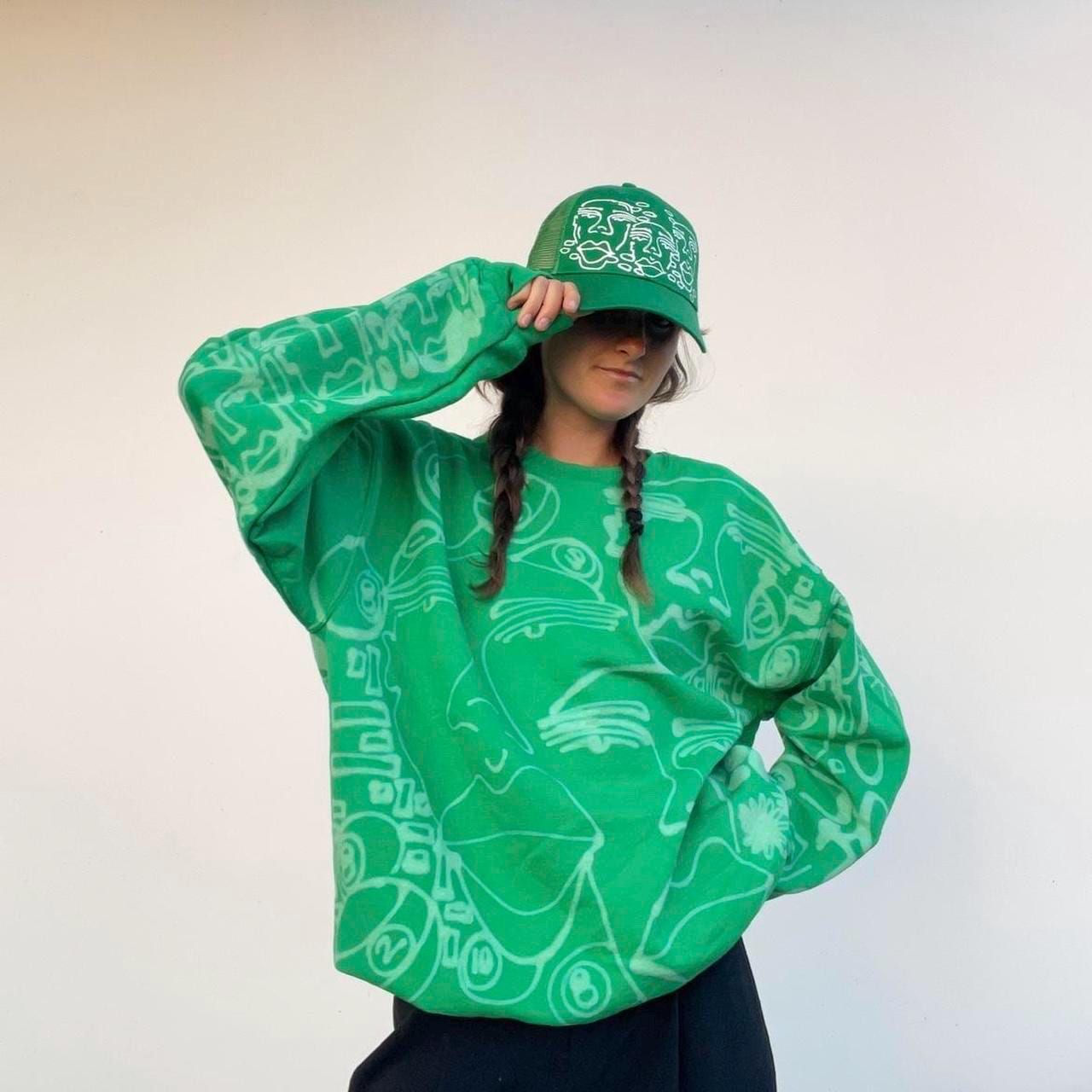 Abstract blob faces crewneck