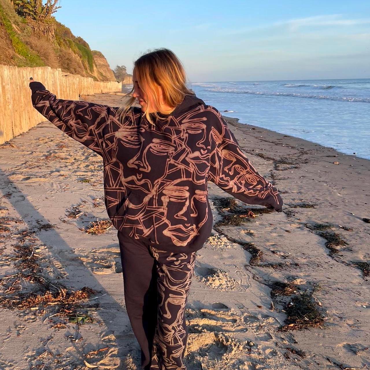 Geometric faces and fractal pattern sweatsuit
