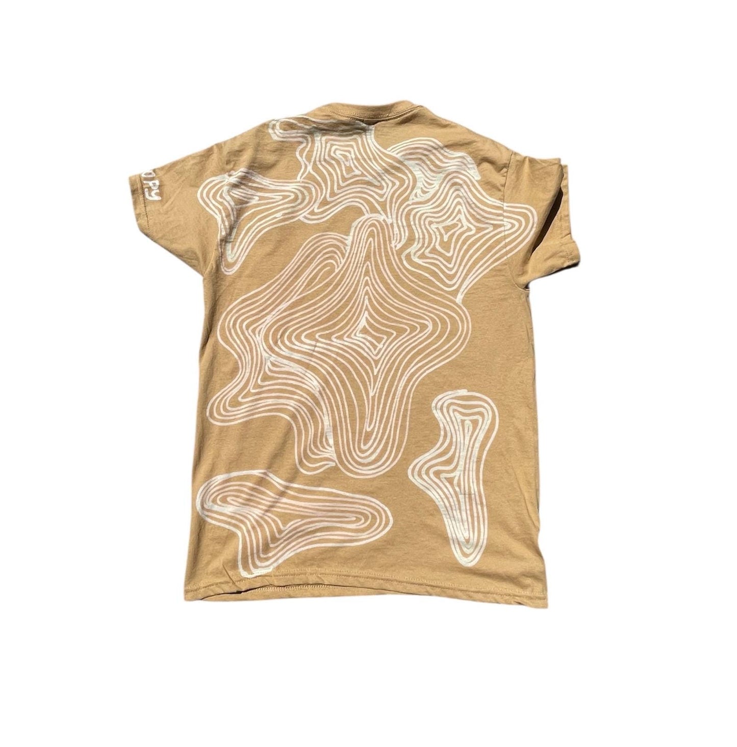 .One line faces and psychedelic stripe oversized tee