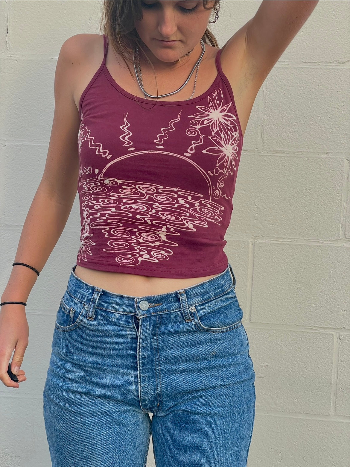 () .Tropical sunset flower tank