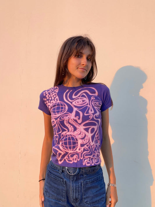 Faces and disco ball handmade baby tees