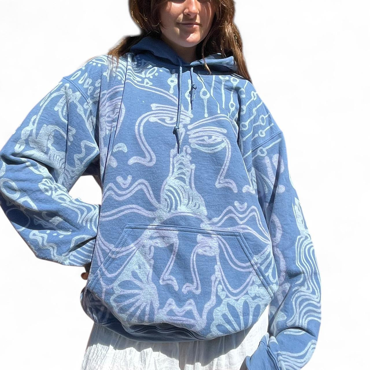 .Abstract faces and boho pattern hoodie