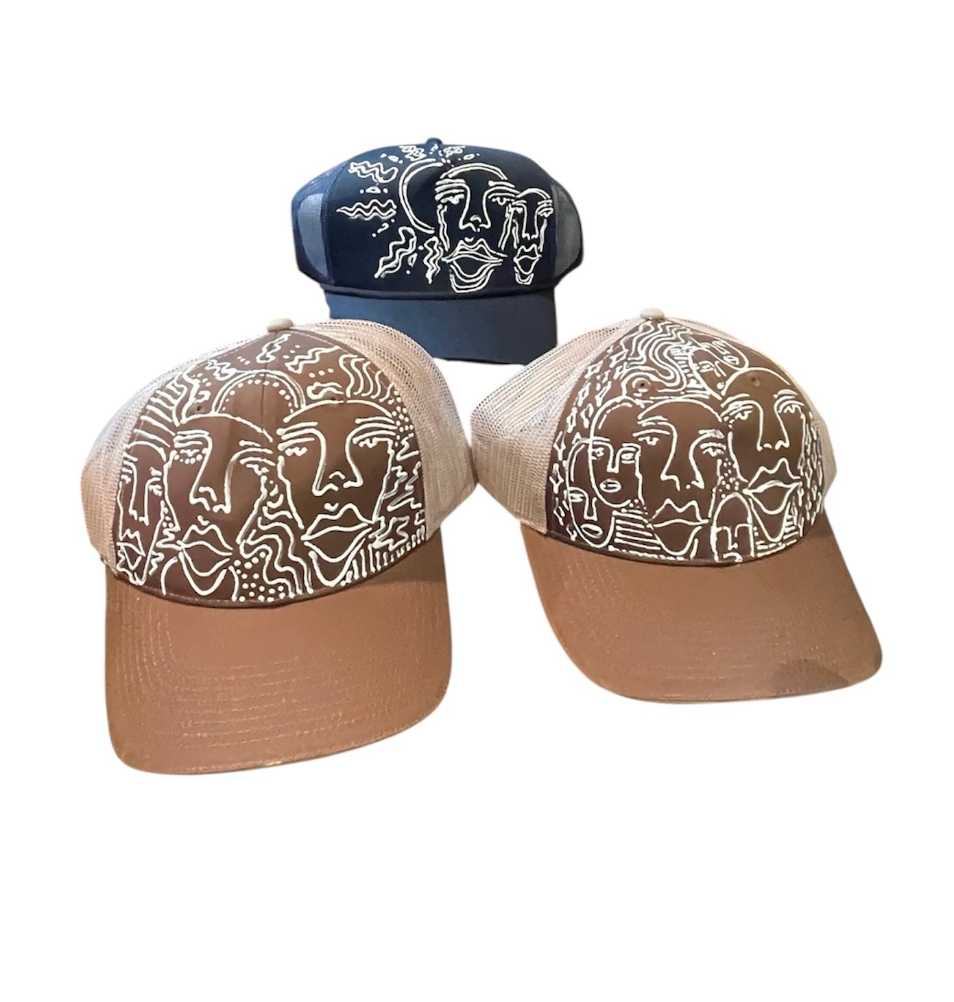 .Handpainted abstract hats