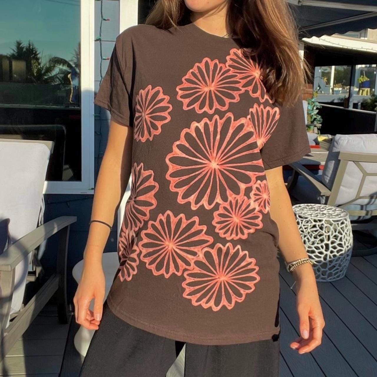 Handpainted floral graphic tee