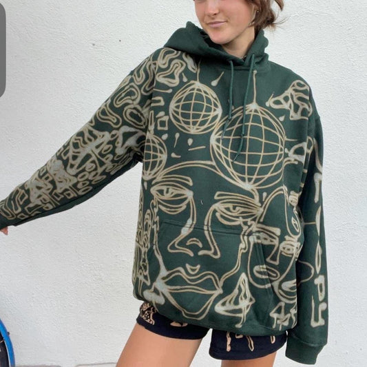 .Graphic disco and faces hoodie