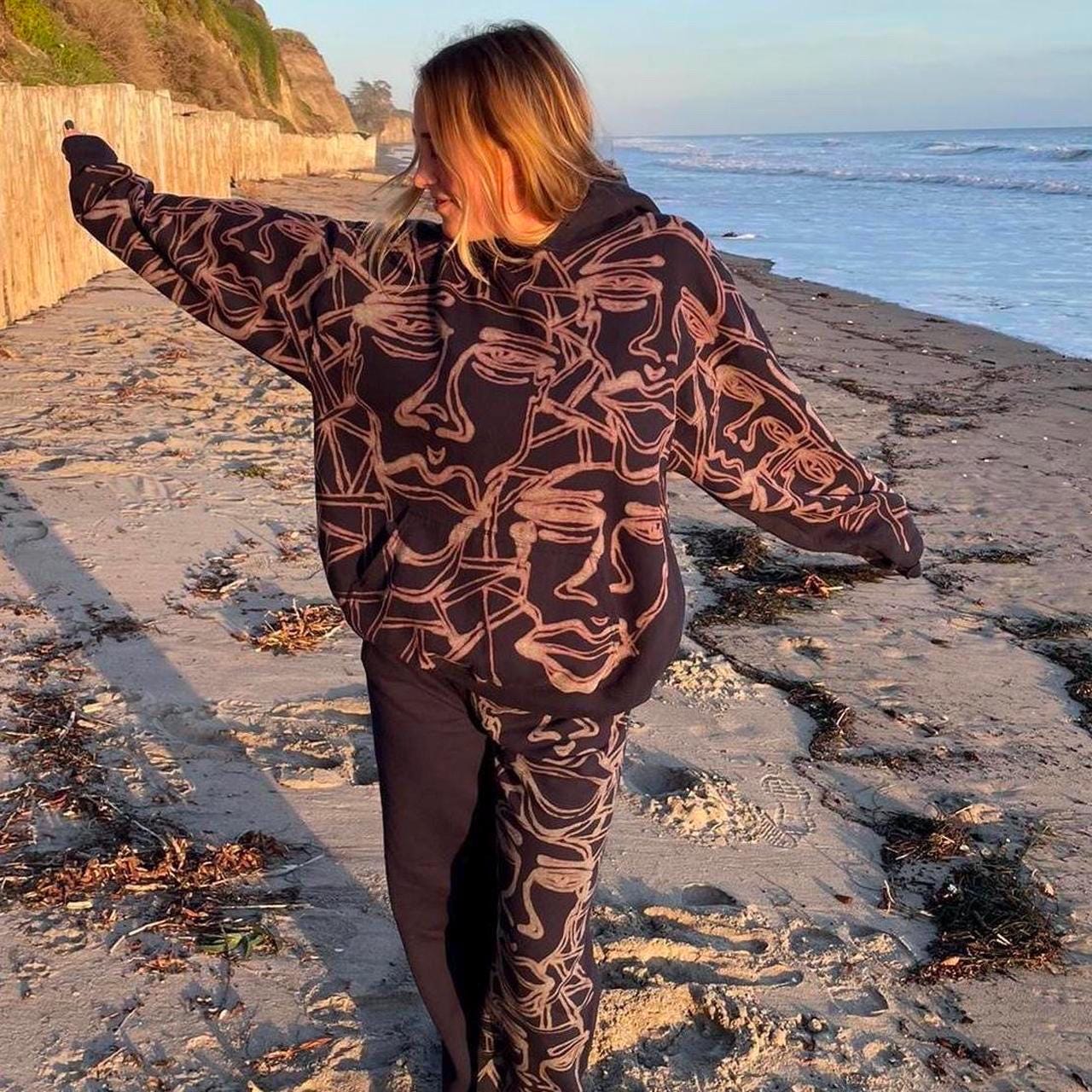 Stain glass fractal faces hoodie
