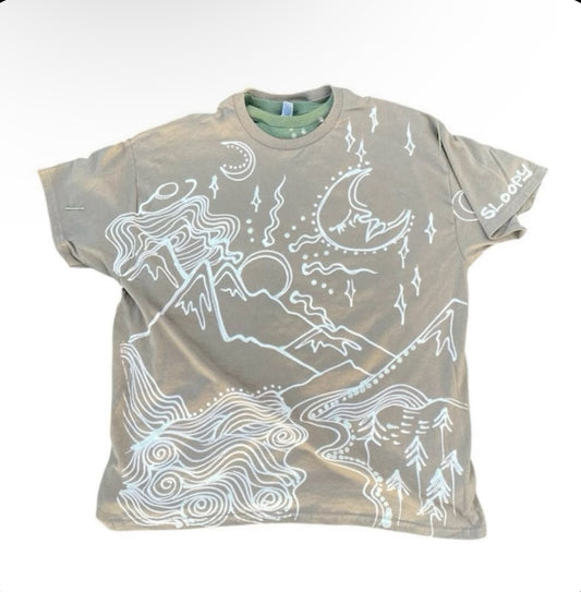 .Celestial sun moon Mountains tee