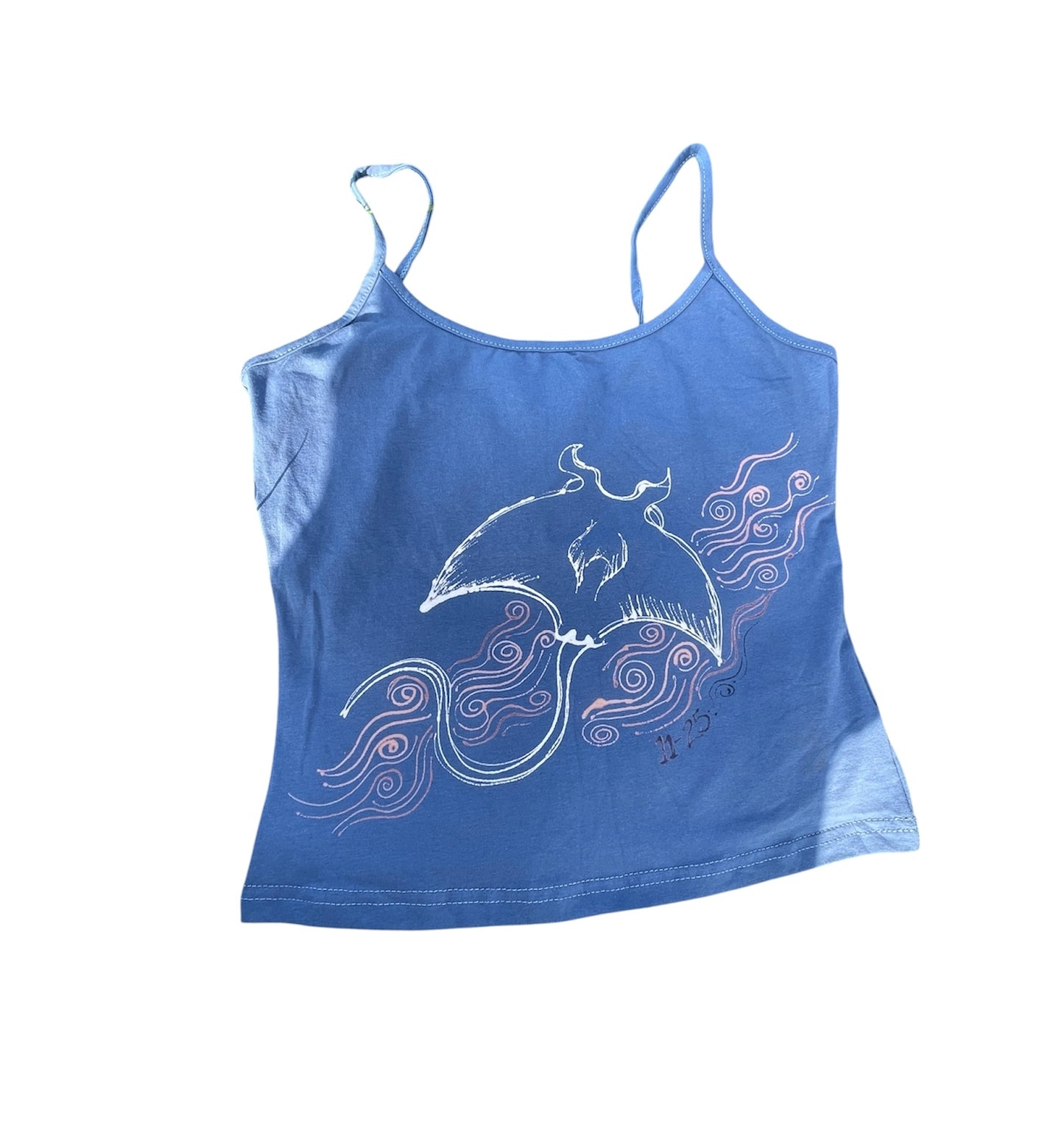 .Handpainted manta ray tank top