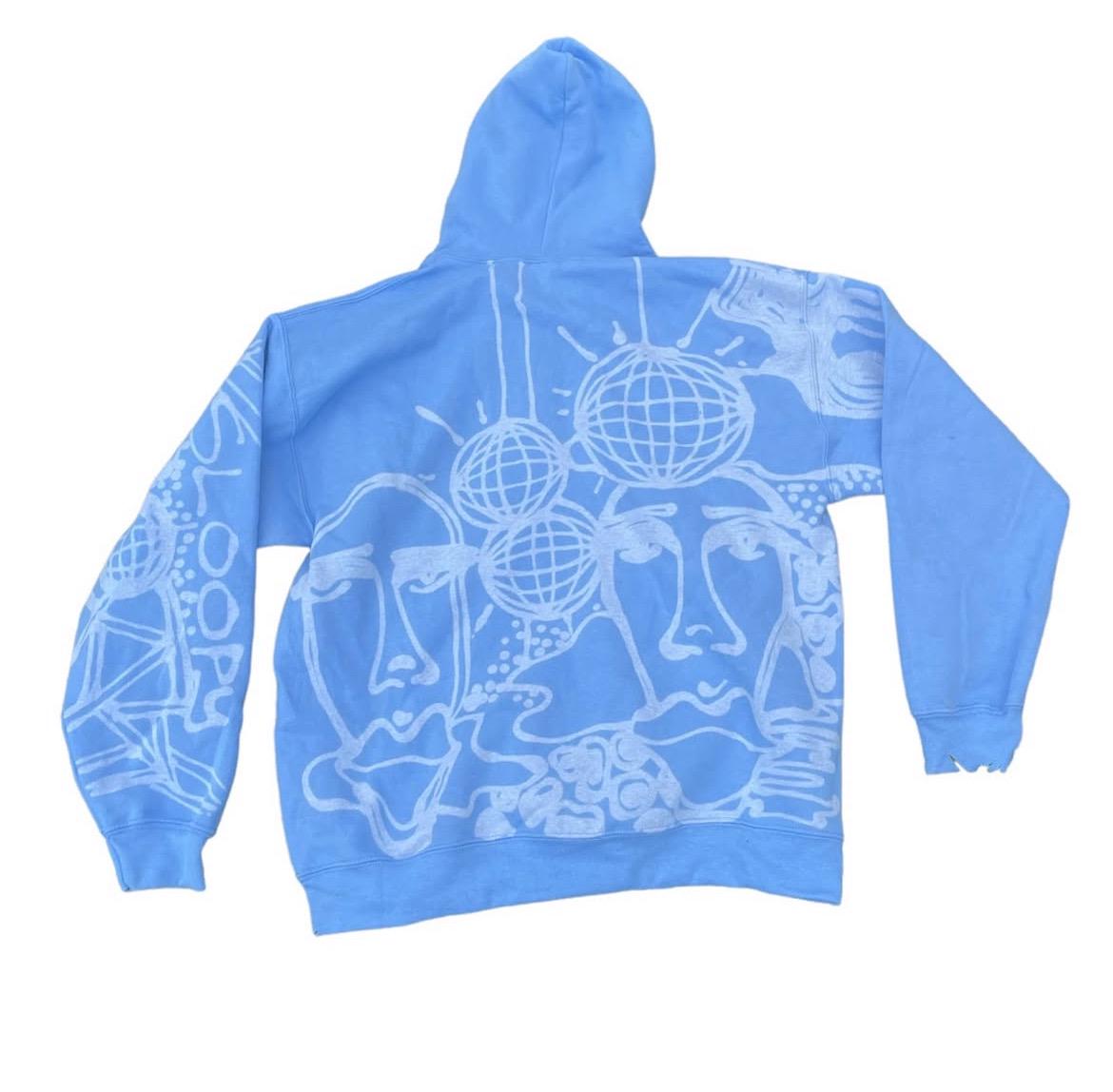Funky psychedelic sun and faces hoodie
