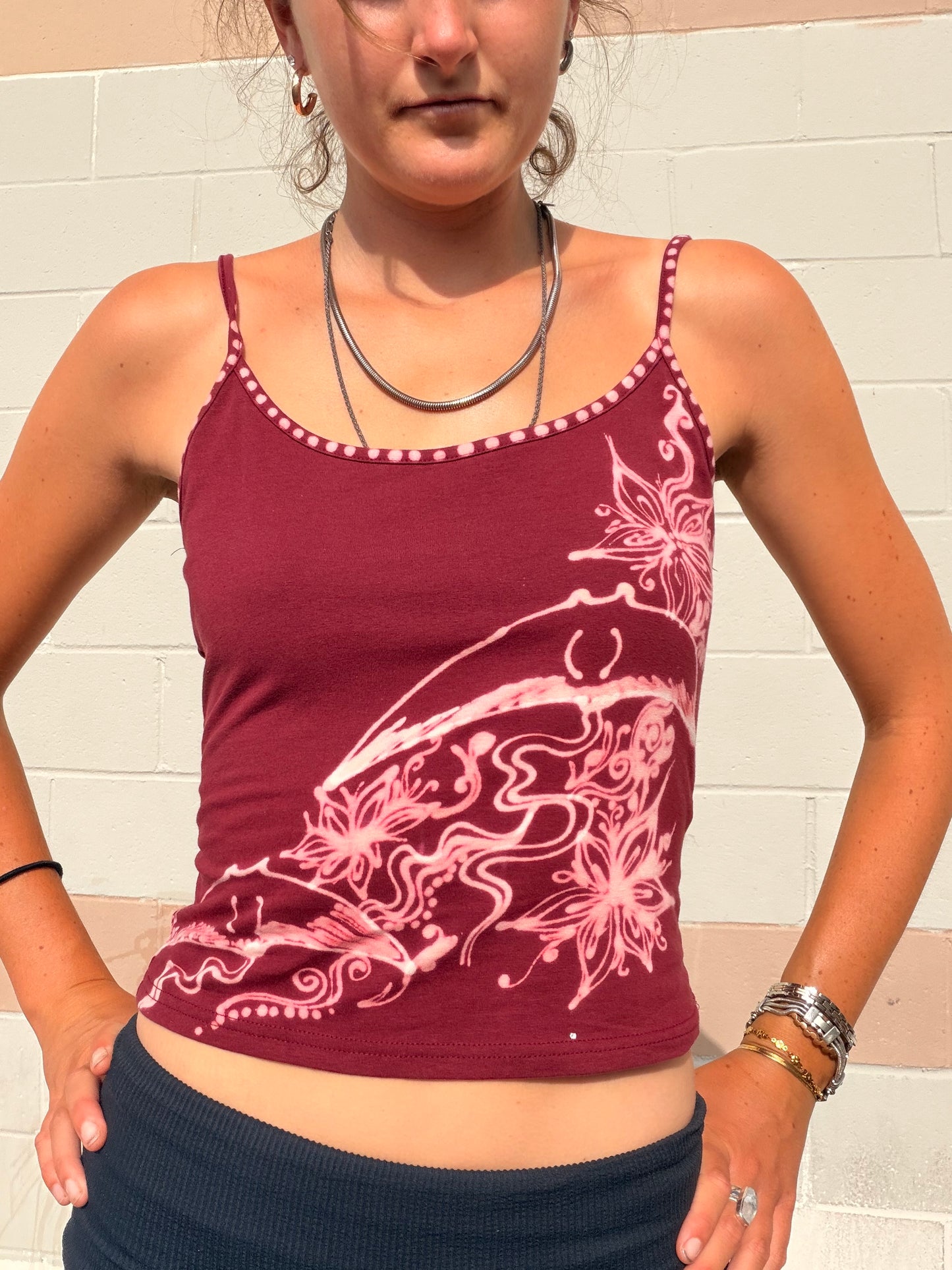 .Handpainted manta ray tank top