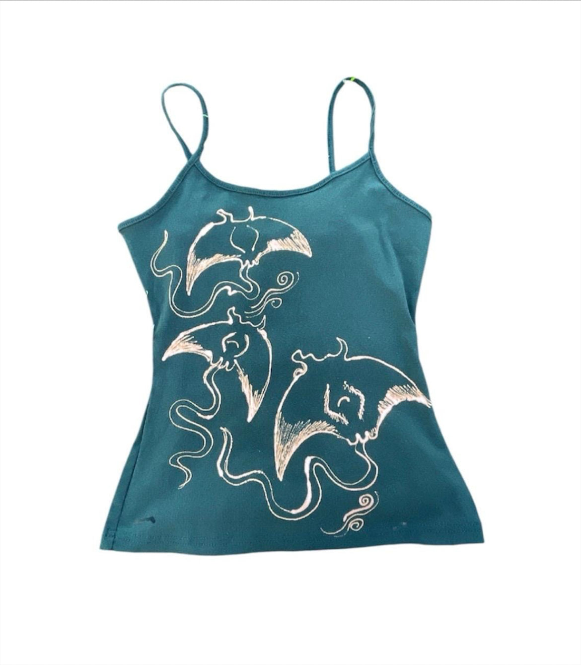 .Handpainted manta ray tank top