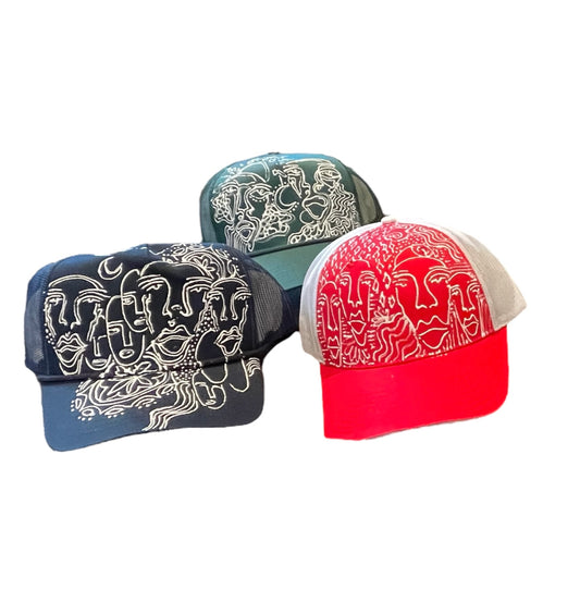 .Handpainted abstract hats