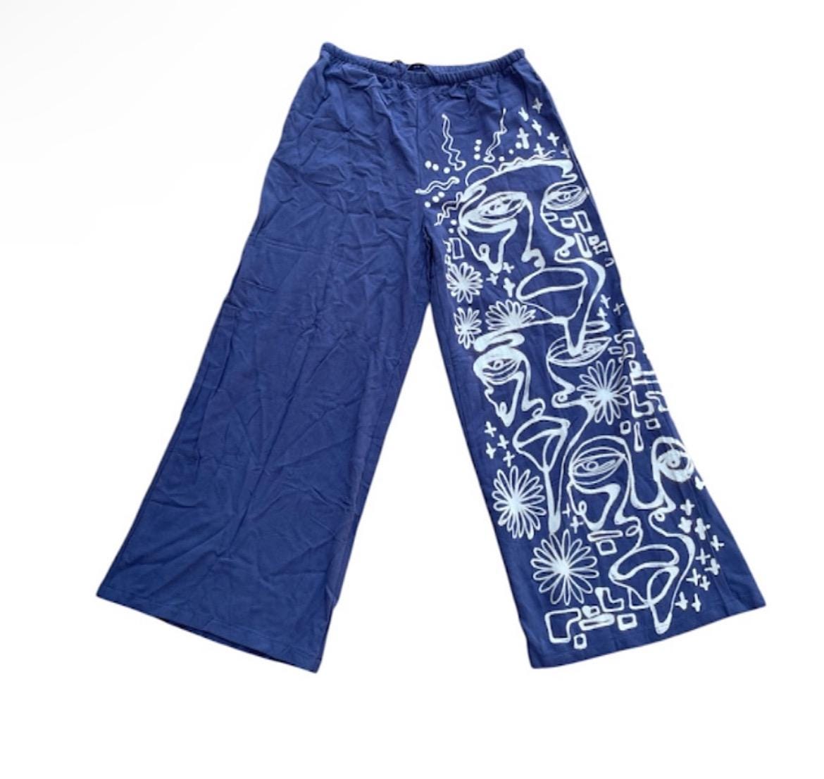 handpainted wide leg linen pants