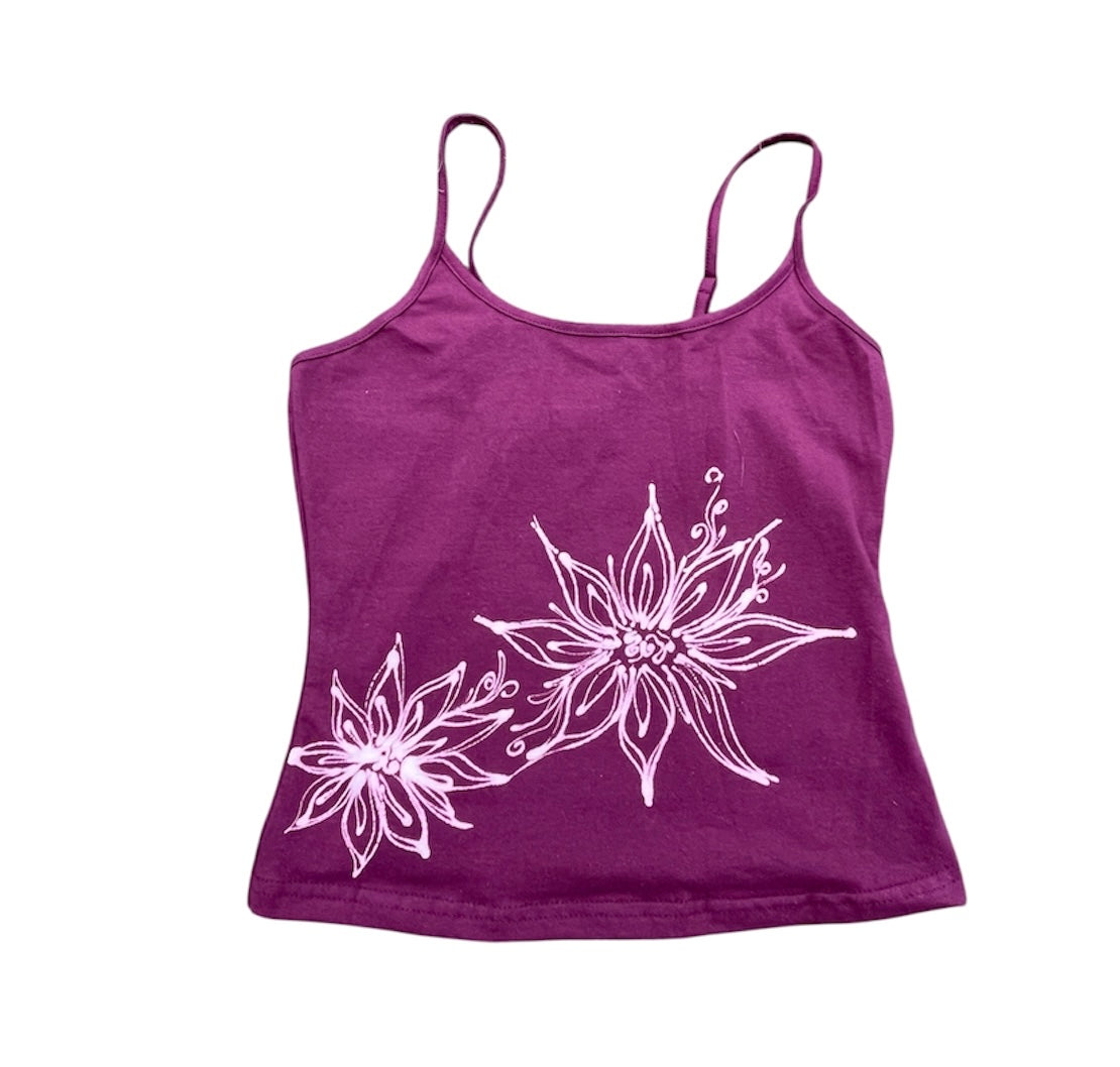 .burgandy spotted flower petal tank