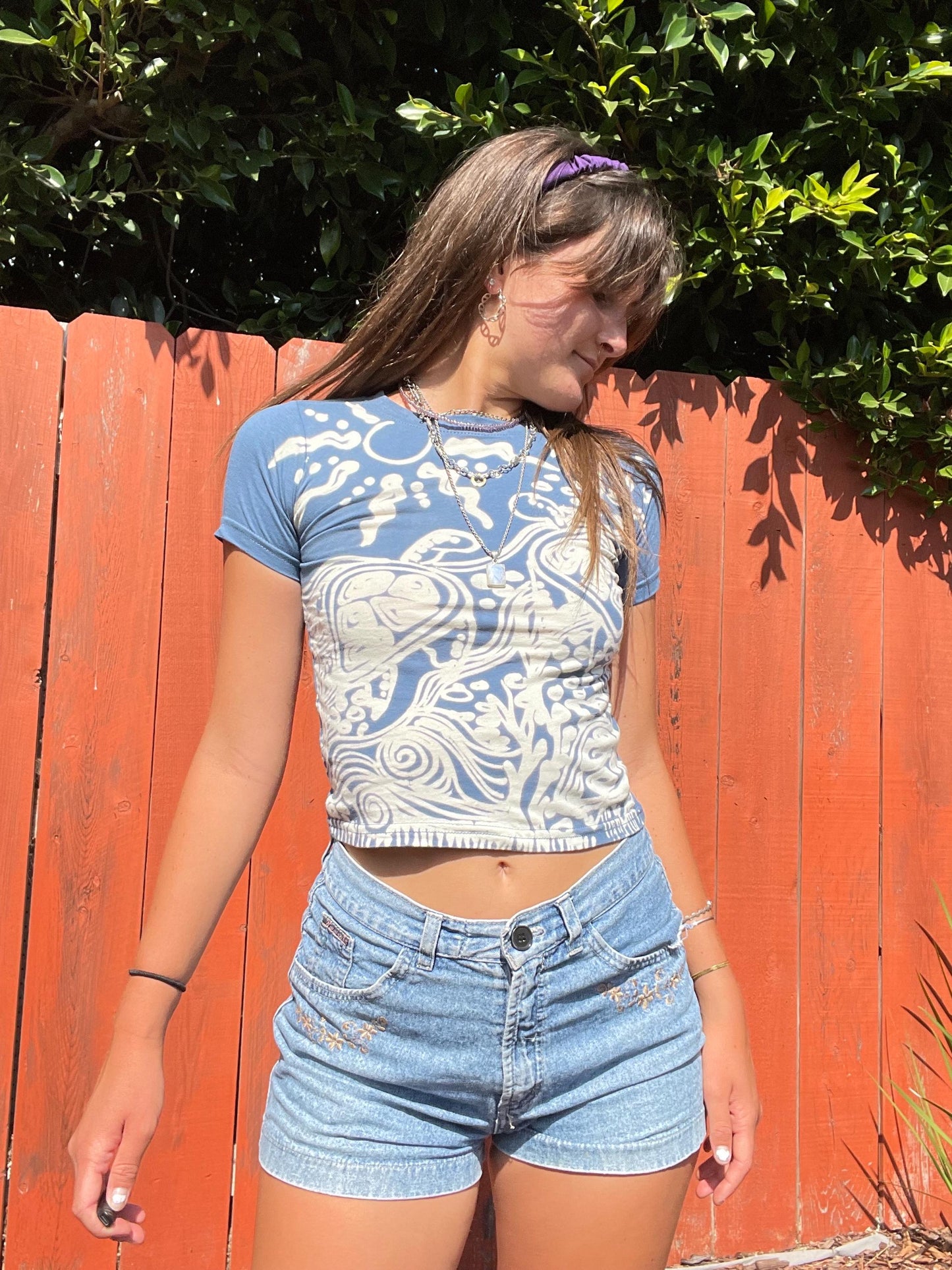 Abstract handpainted turtle baby tee
