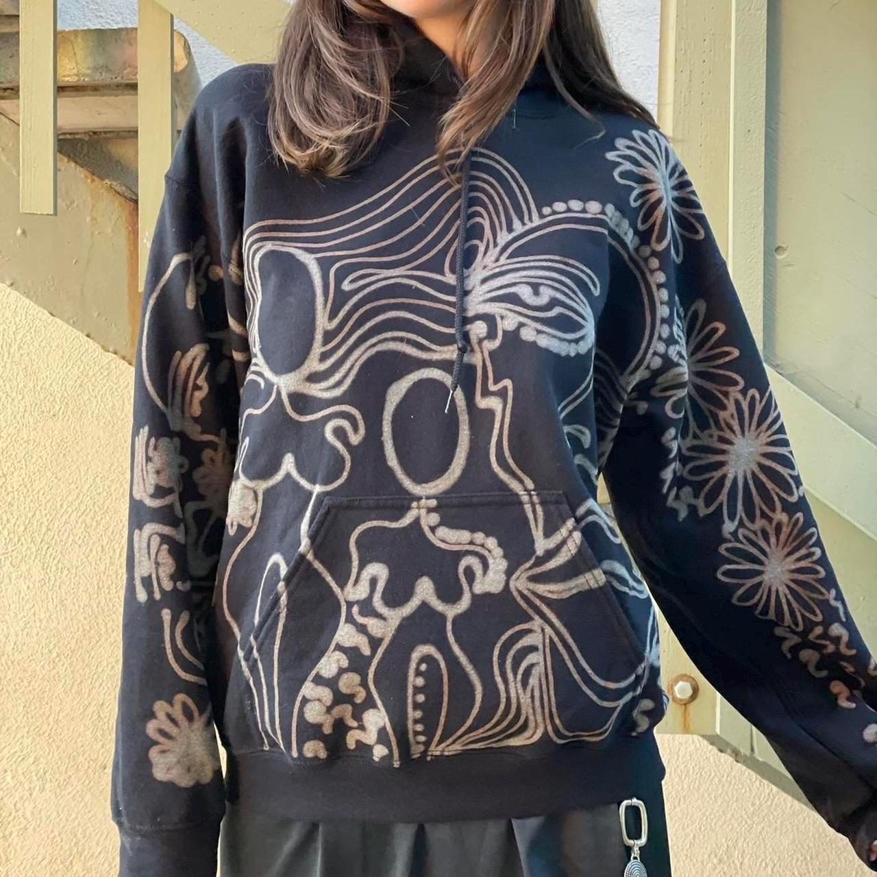 Crazy unique abstract faces oversized hoodie in royal blue