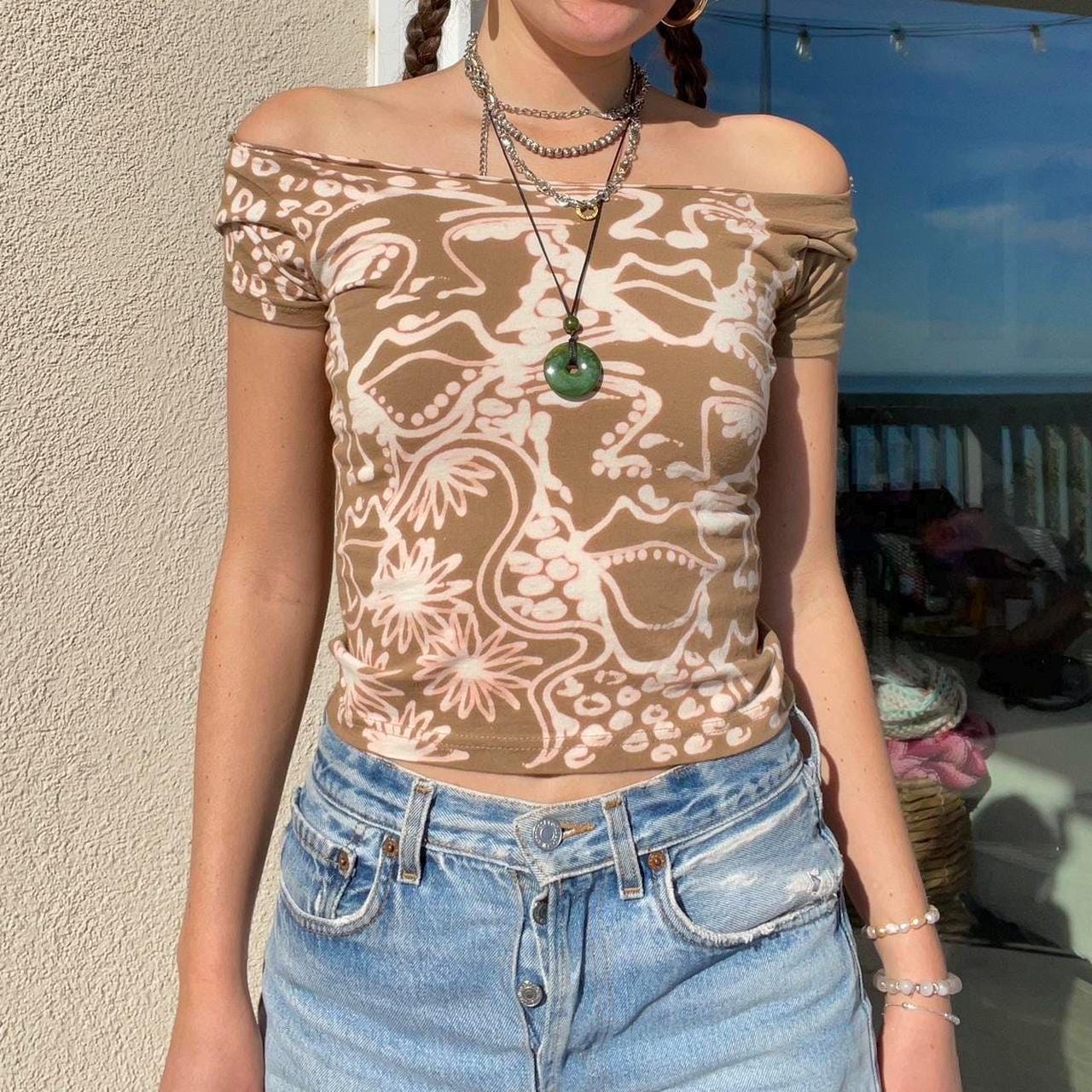 Abstract off the shoulder festival top