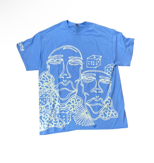 Abstract faces graphic grunge tee