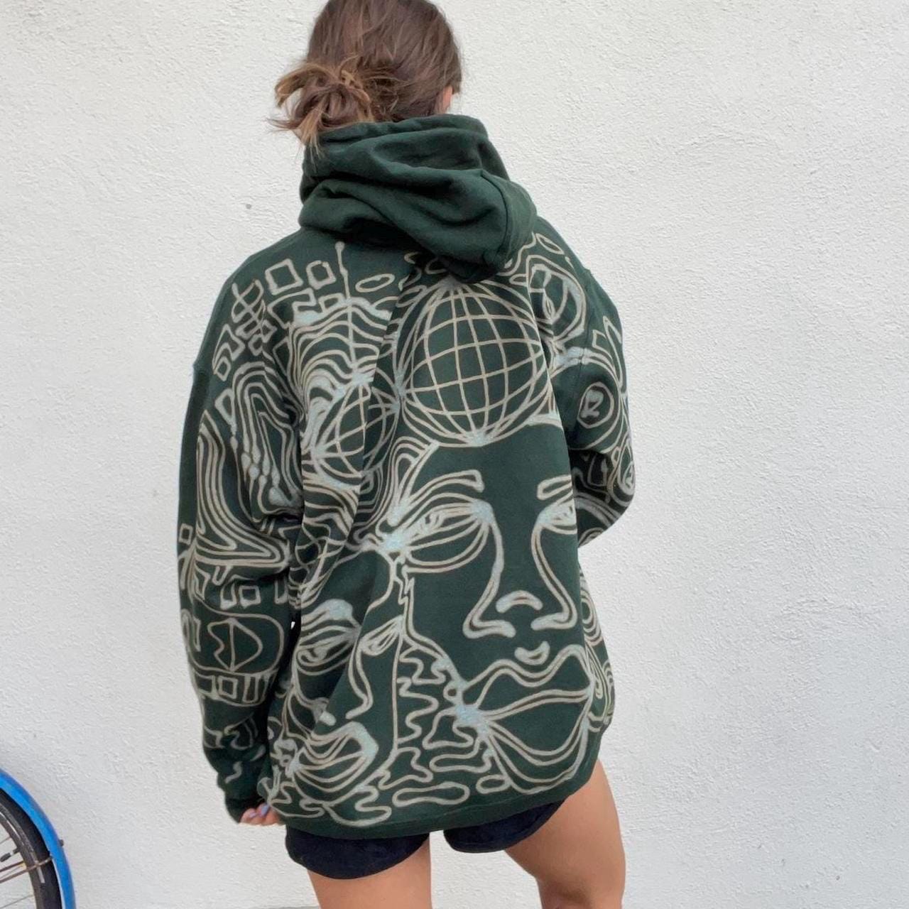 .Graphic disco and faces hoodie