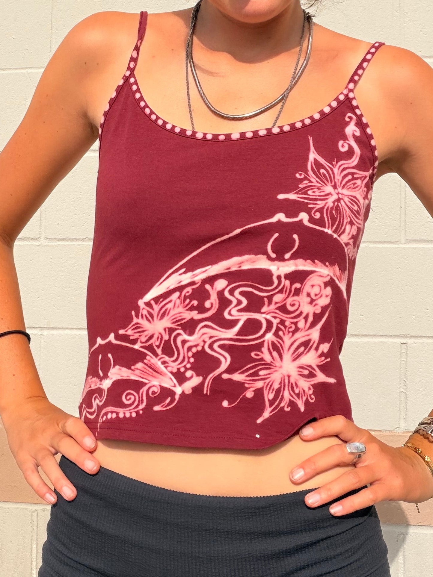 .Handpainted manta ray tank top