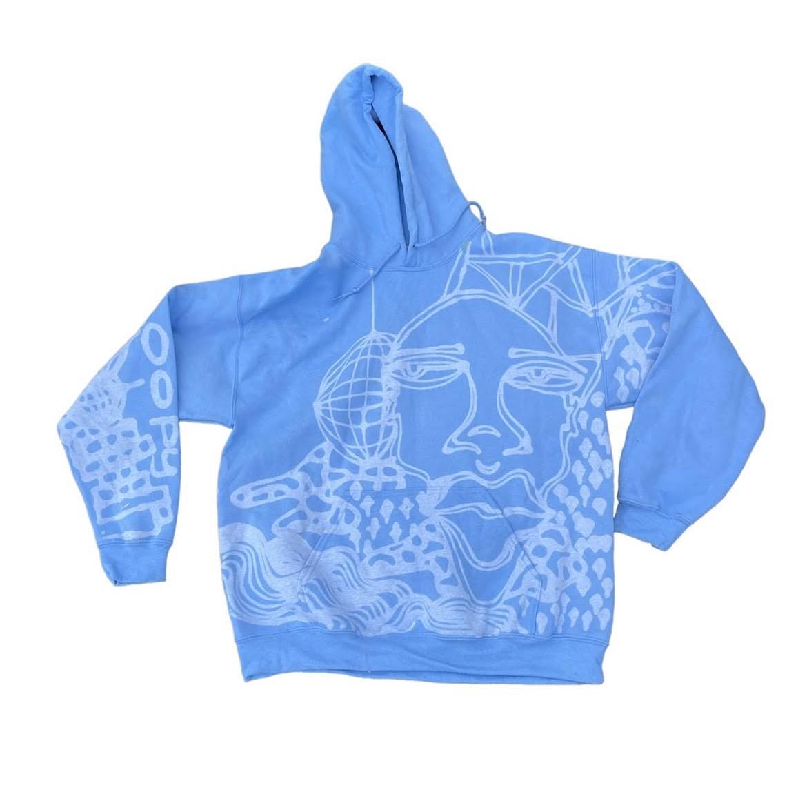 Funky psychedelic sun and faces hoodie