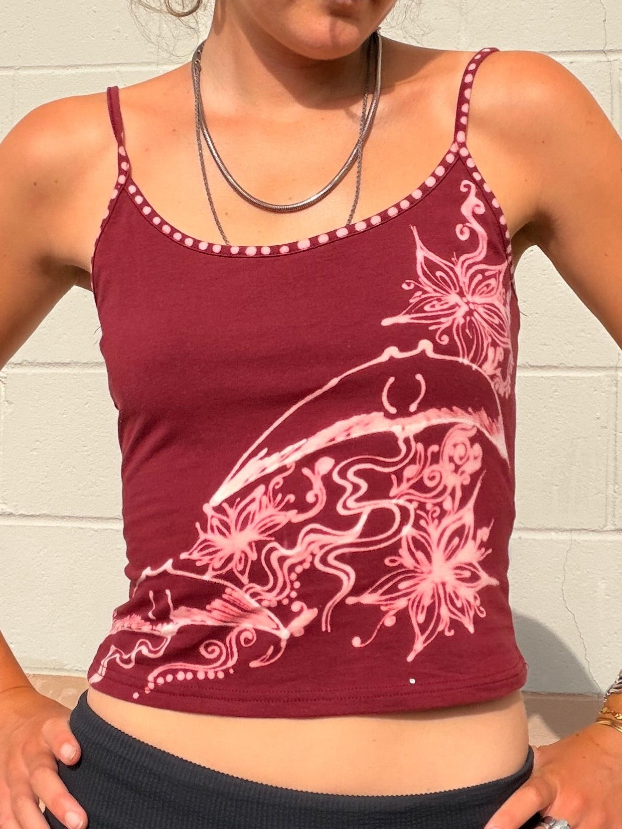 .Handpainted manta ray tank top
