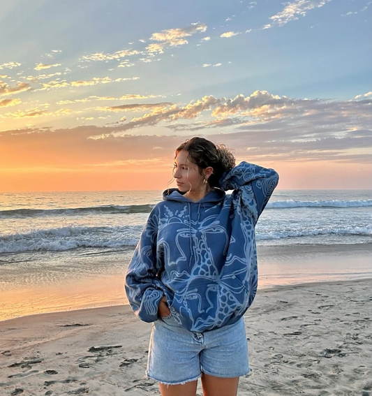 .Abstract faces and boho pattern hoodie