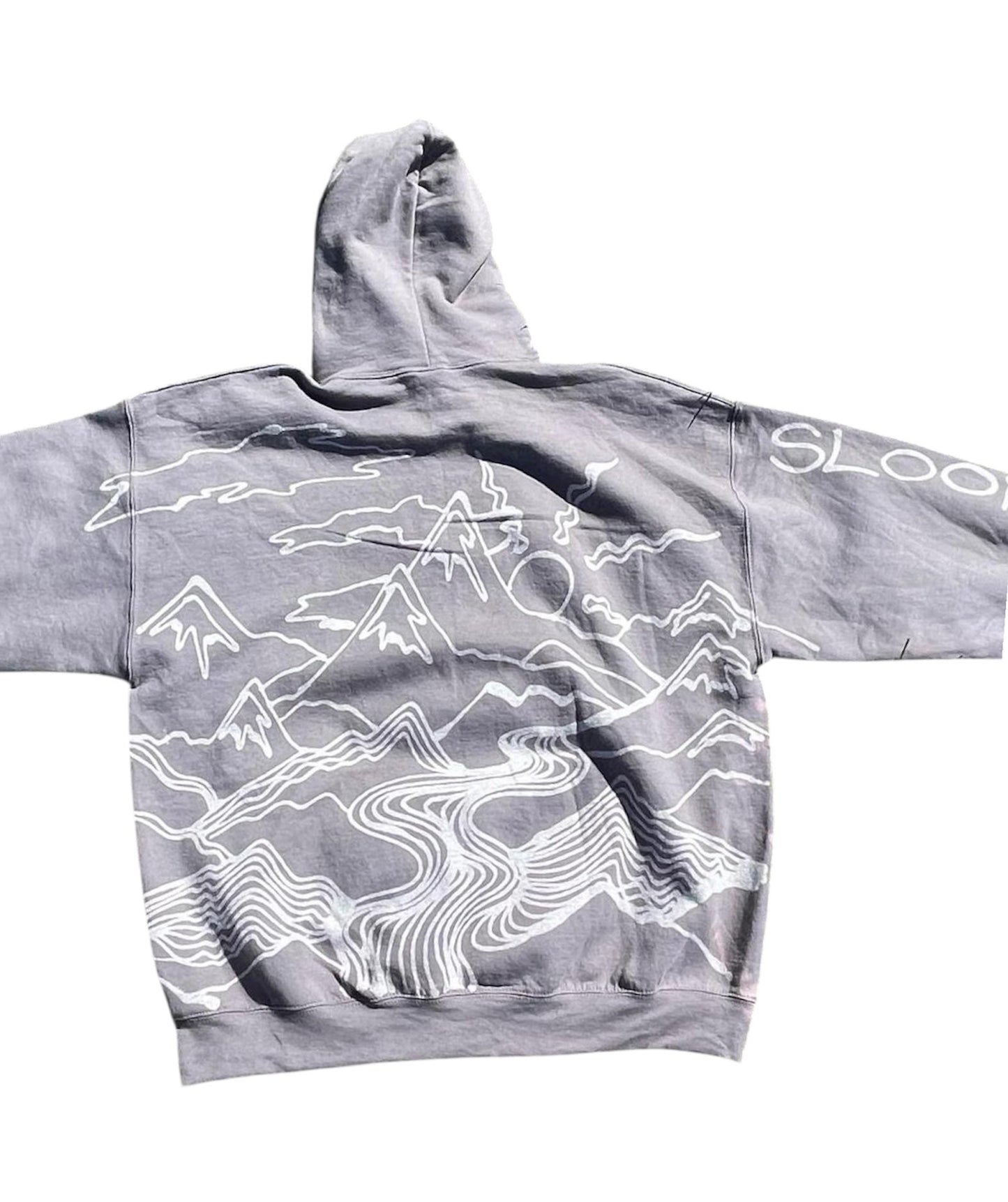 .Funky mountain design handmade graphic oversized hoodie