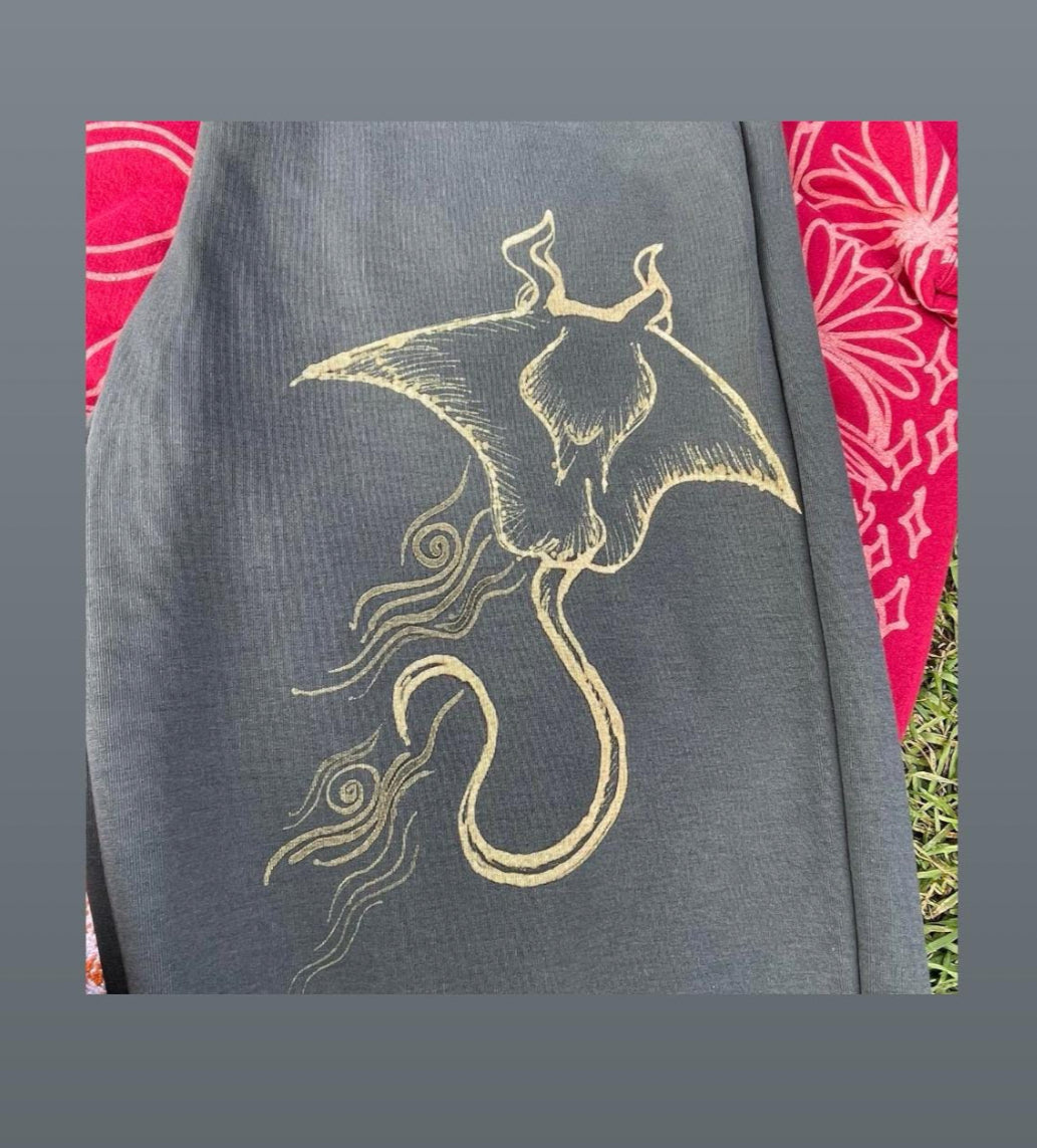 .Handpainted manta ray tank top