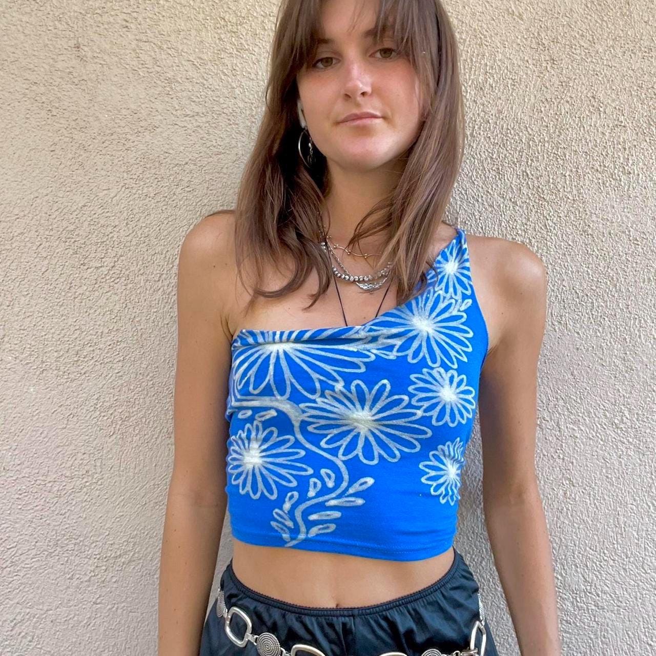 Handmade floral print tube top
