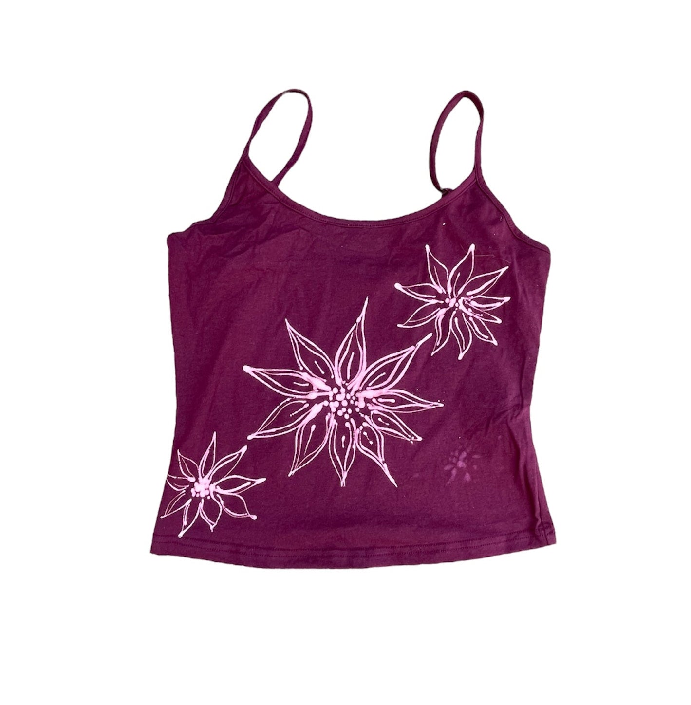 .burgandy spotted flower petal tank