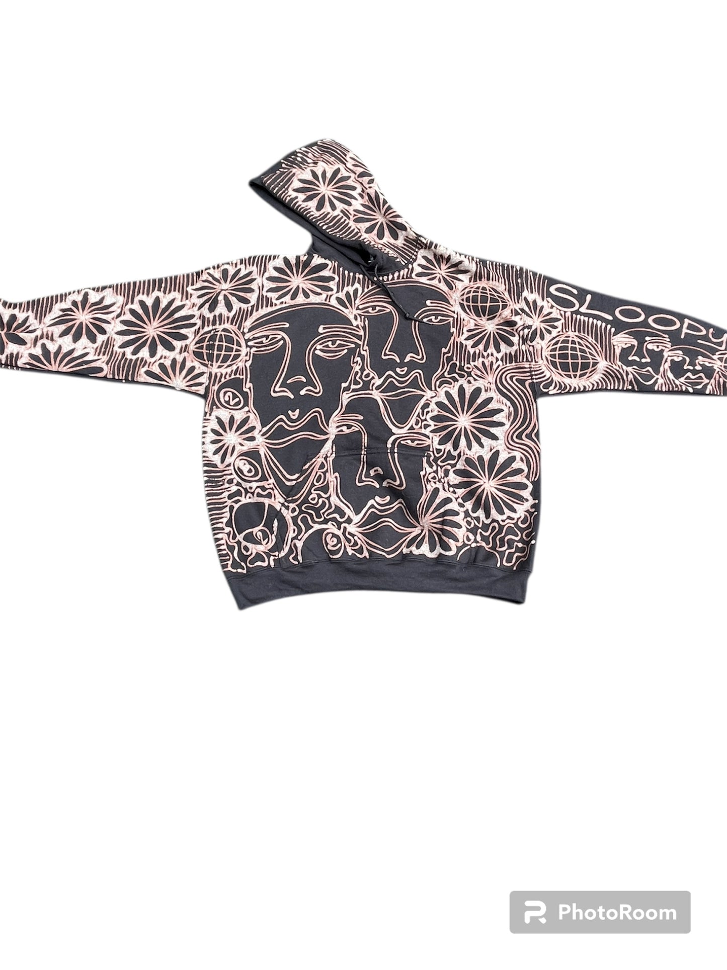.Faces and floral hoodie