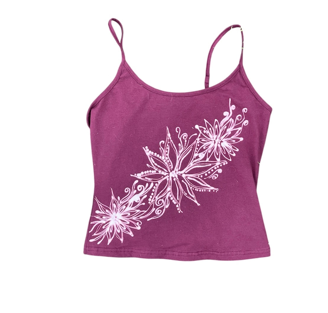 .burgandy spotted flower petal tank