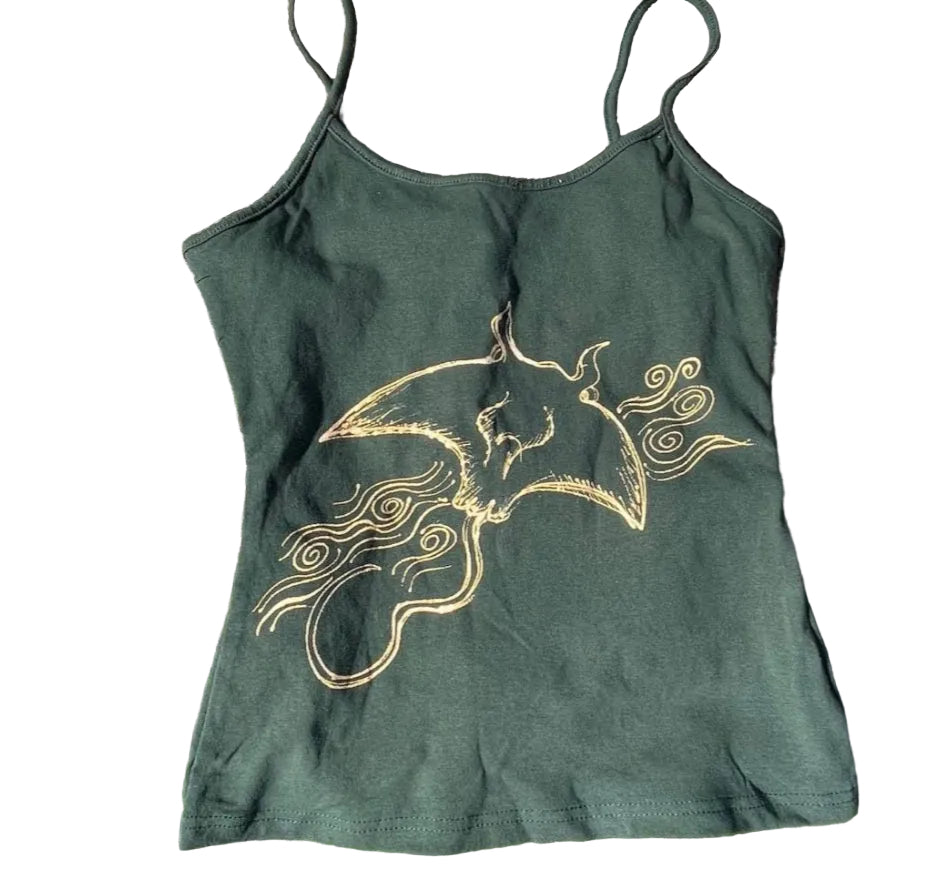 .Handpainted manta ray tank top