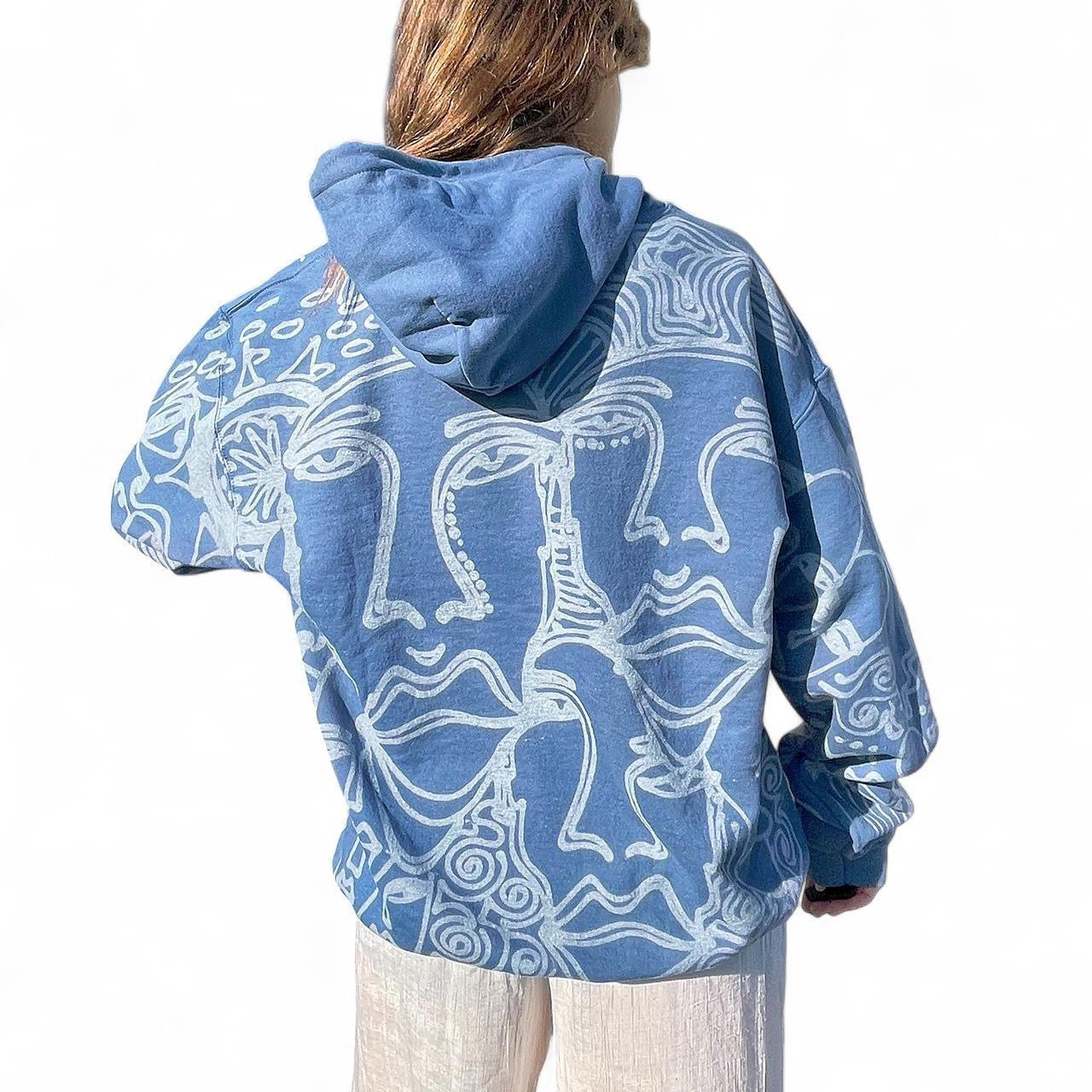 .Abstract faces and boho pattern hoodie