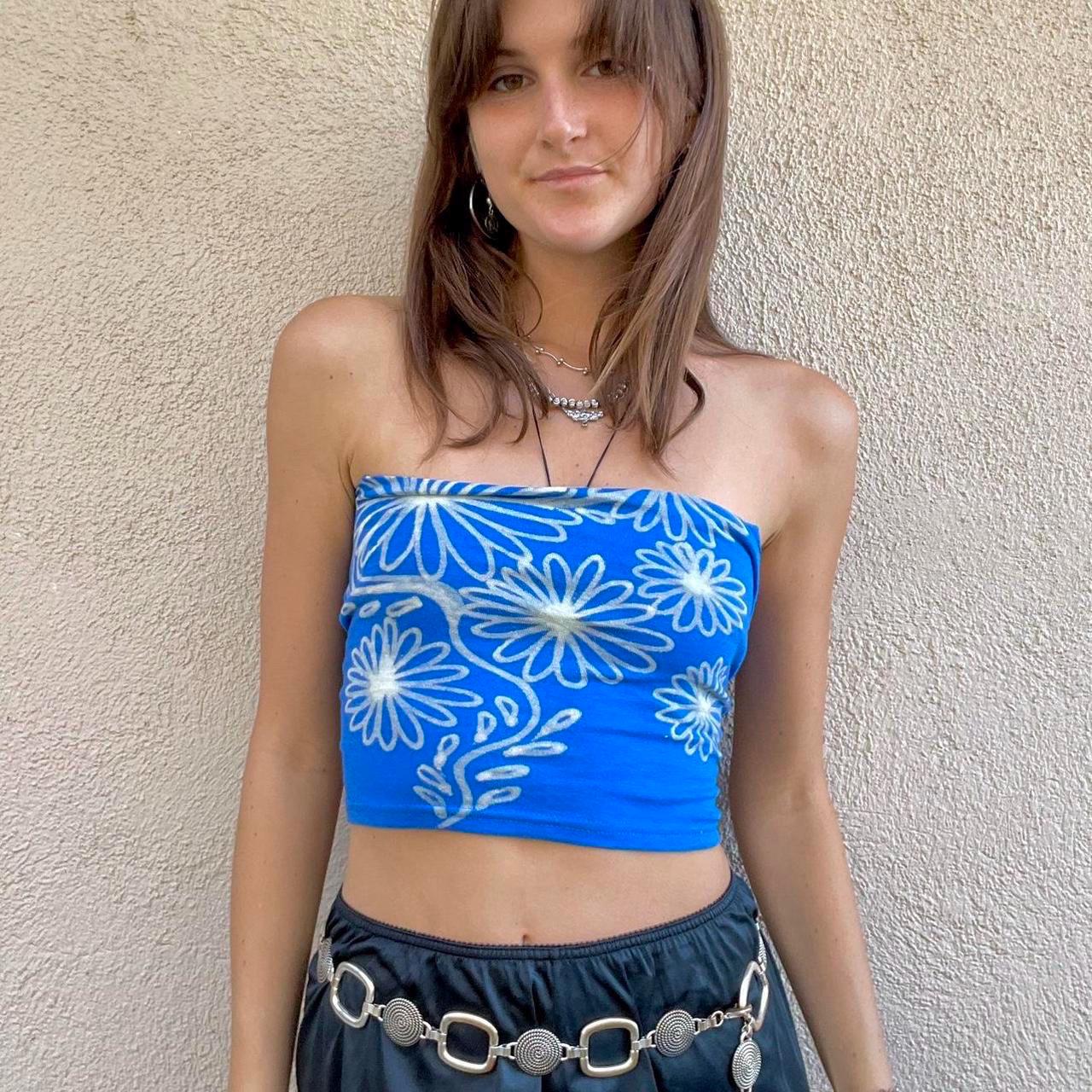 Handmade floral print tube top